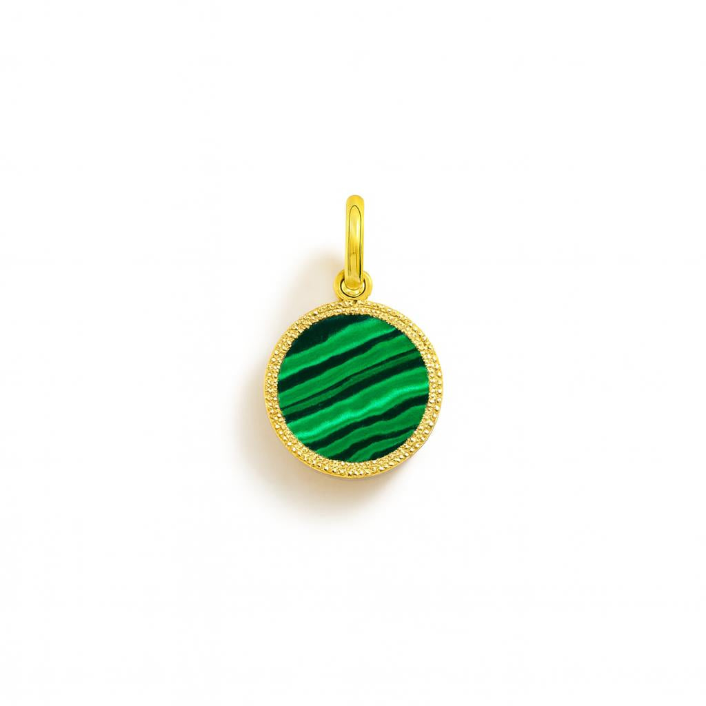 Yellow Gold and Malachite Circle Charm