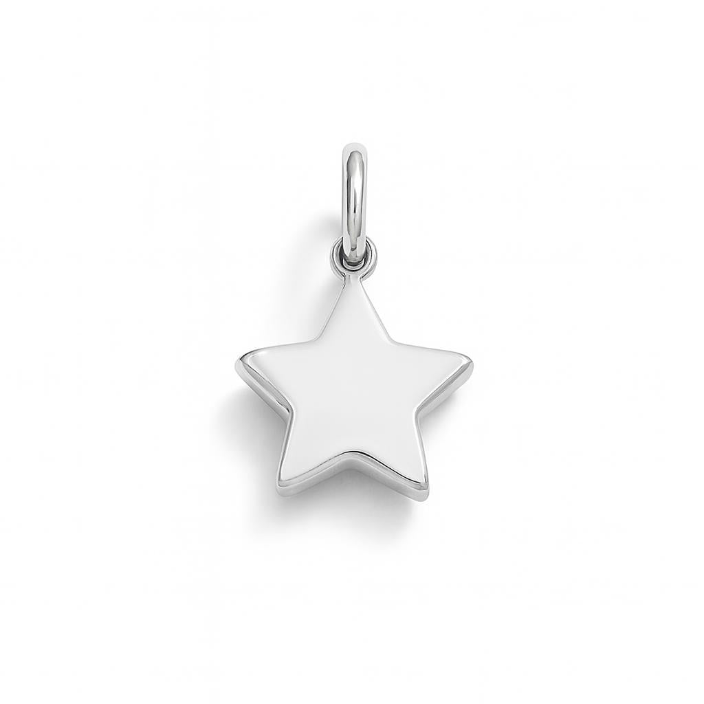 Charm Estrella en Oro Blanco y Esmalte Blanco