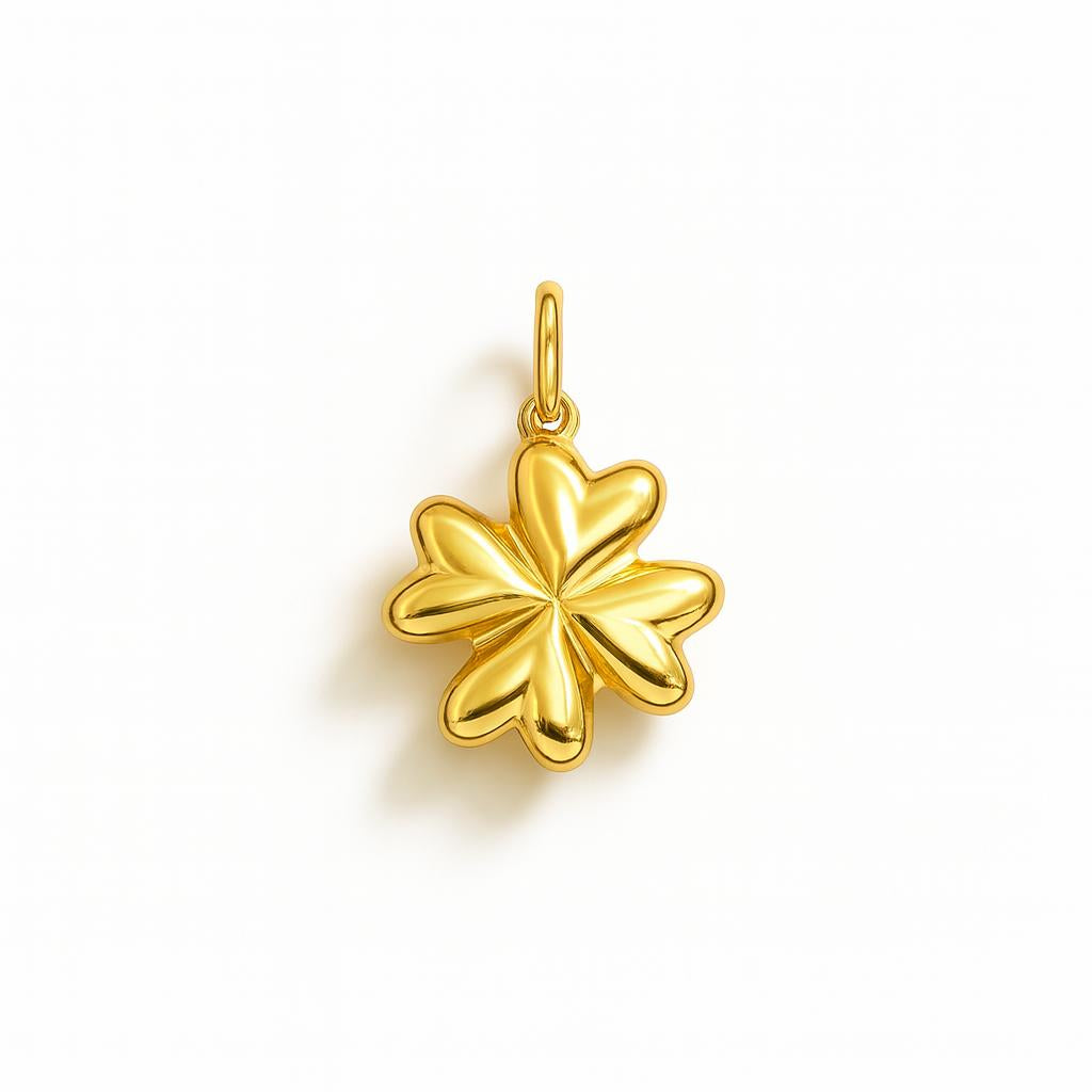 Charm Trébol de Cuatro Hojas en Oro Amarillo y Esmalte Verde