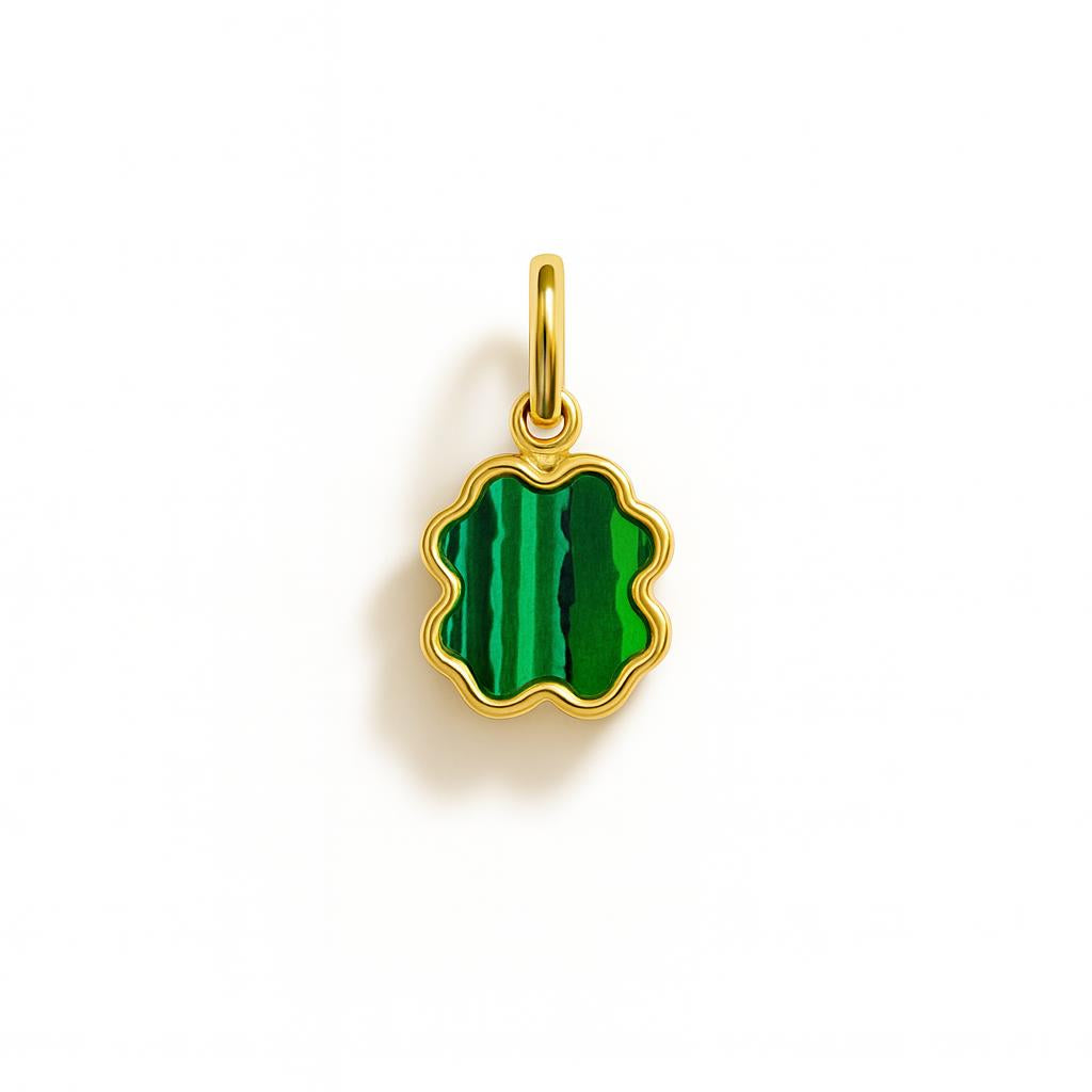 Yellow Gold and Malachite Four-Leaf Clover Charm