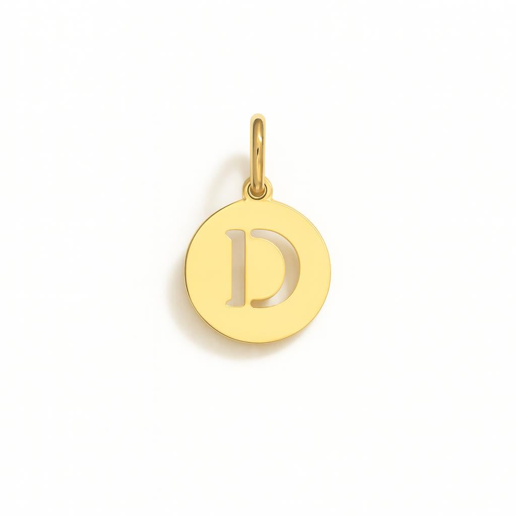 Charm Letra D en Oro Amarillo – Modelo 4