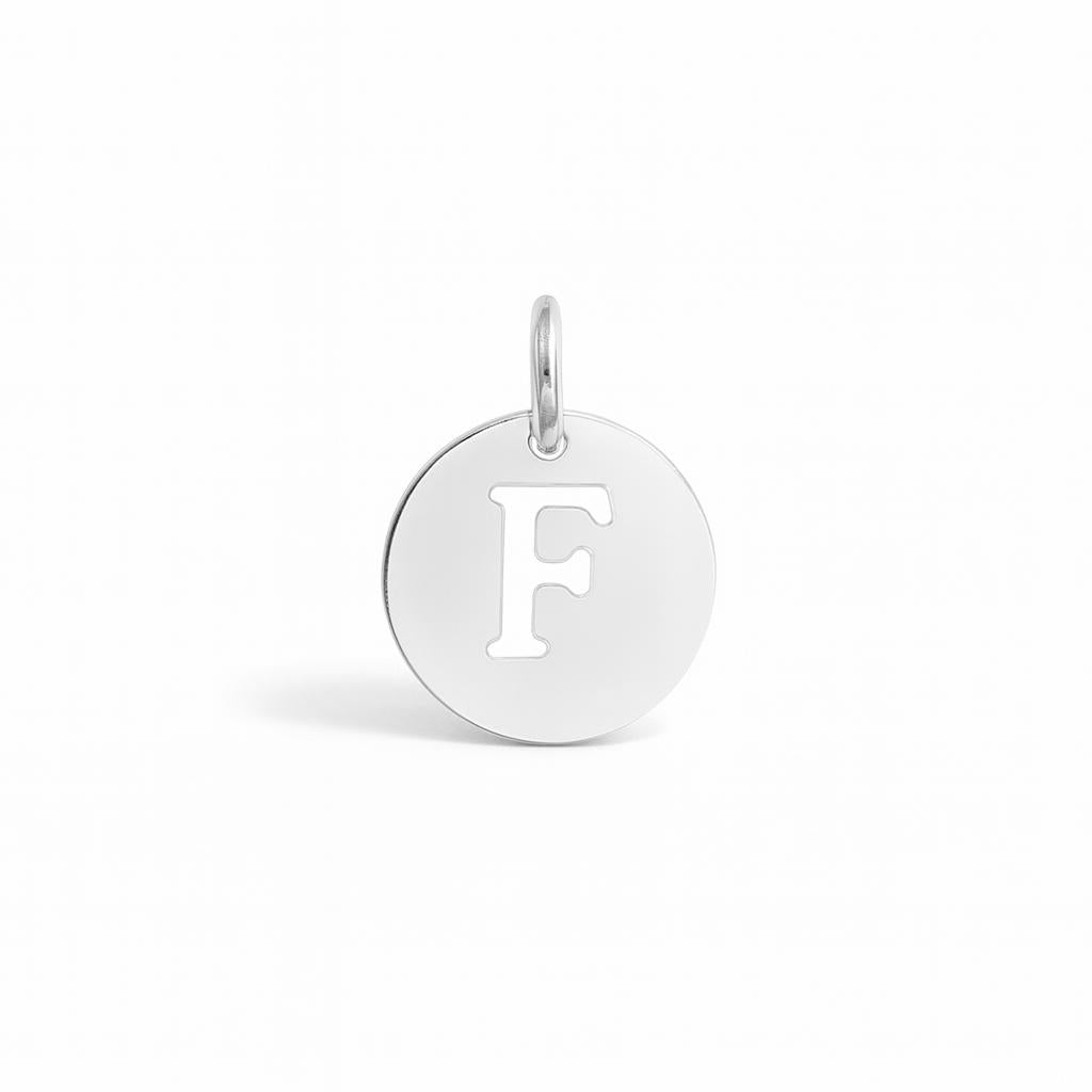 White Gold Letter F Charm – Model 4