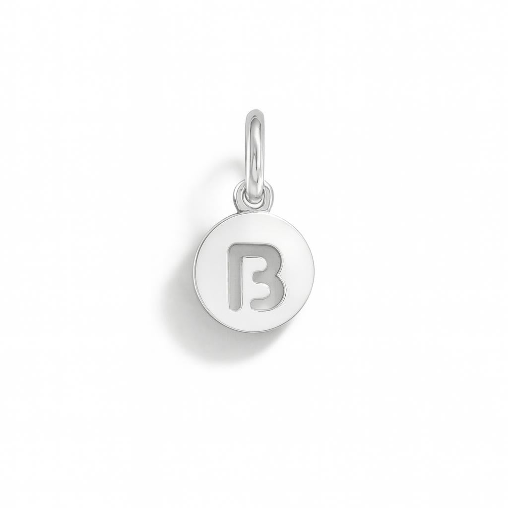 Letter B Charm in White Gold – Model 3