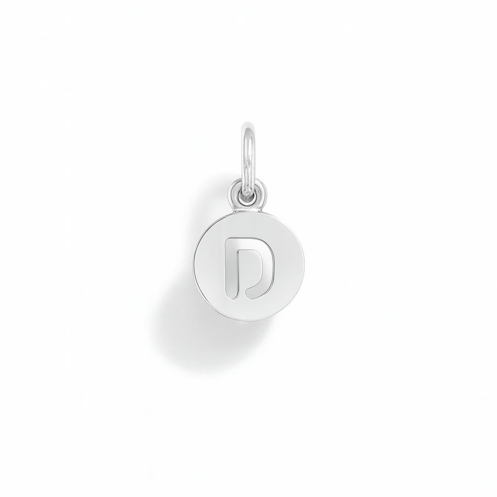 Letter D Charm in White Gold – Model 3