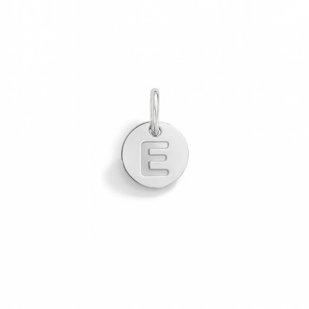 White Gold Letter E Charm – Model 3