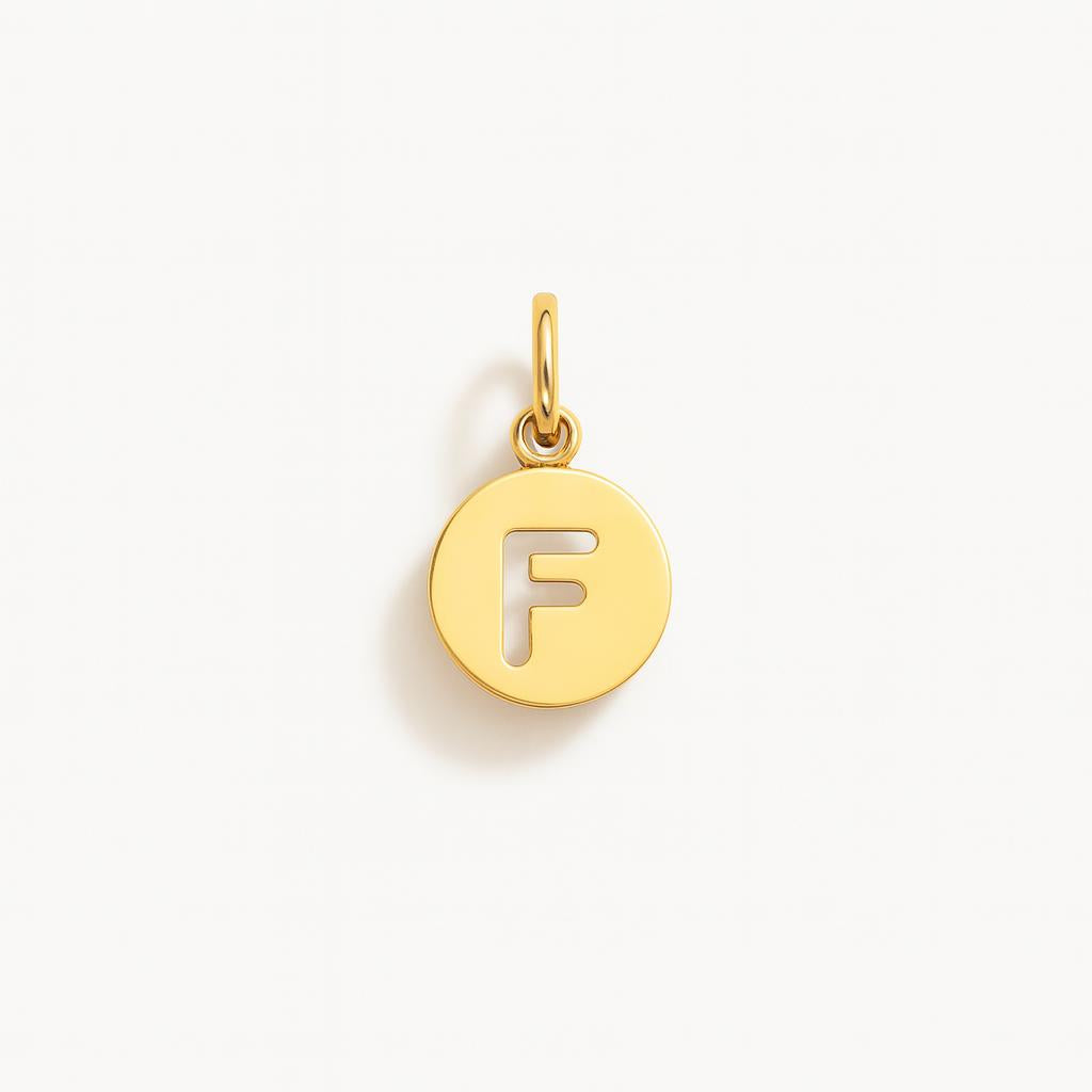 Charm Letra F en Oro Amarillo – Modelo 3
