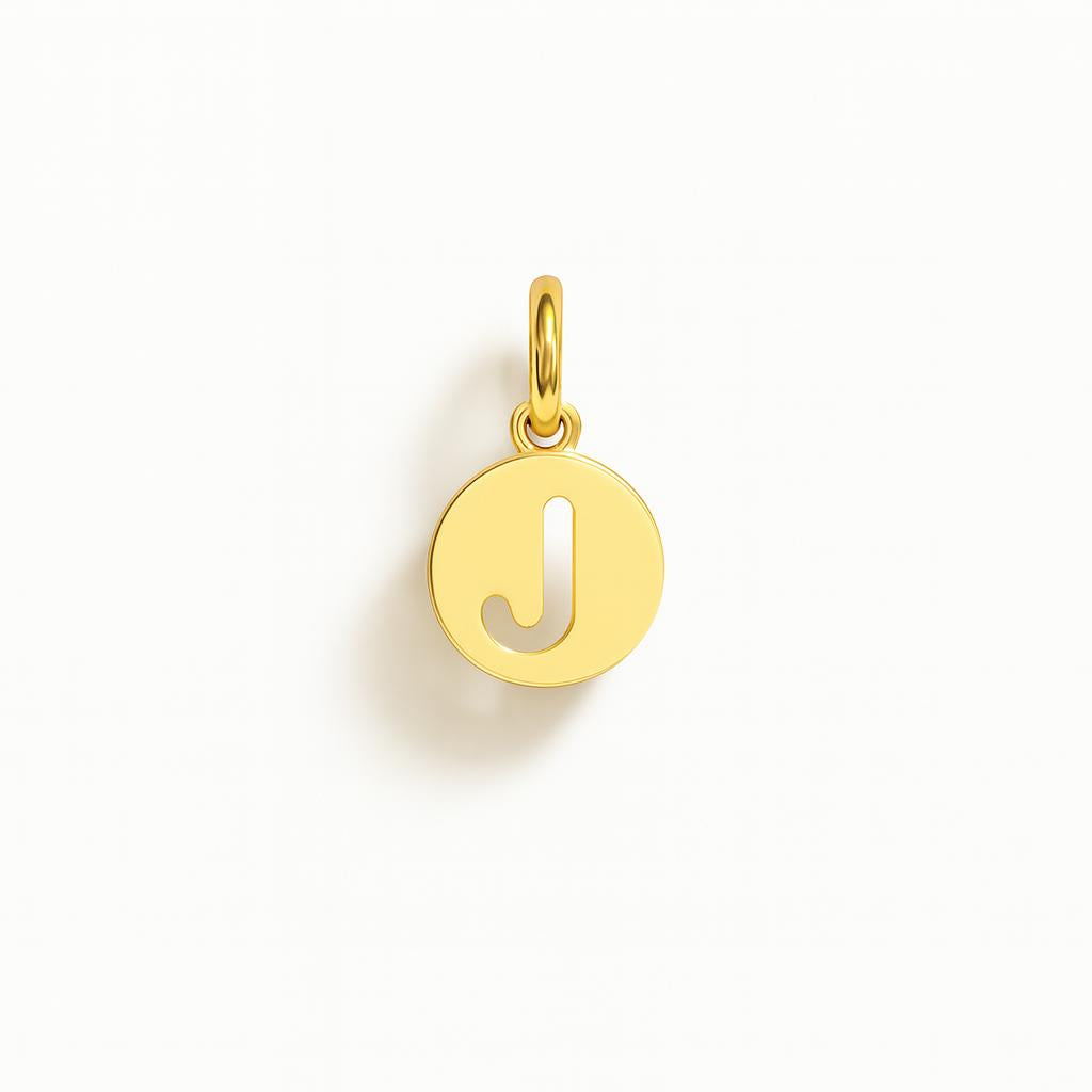 Letter J Charm in Yellow Gold – Model 3