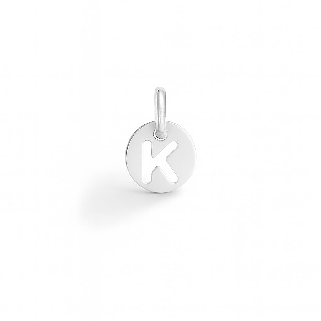 Letter K Charm in White Gold – Model 3