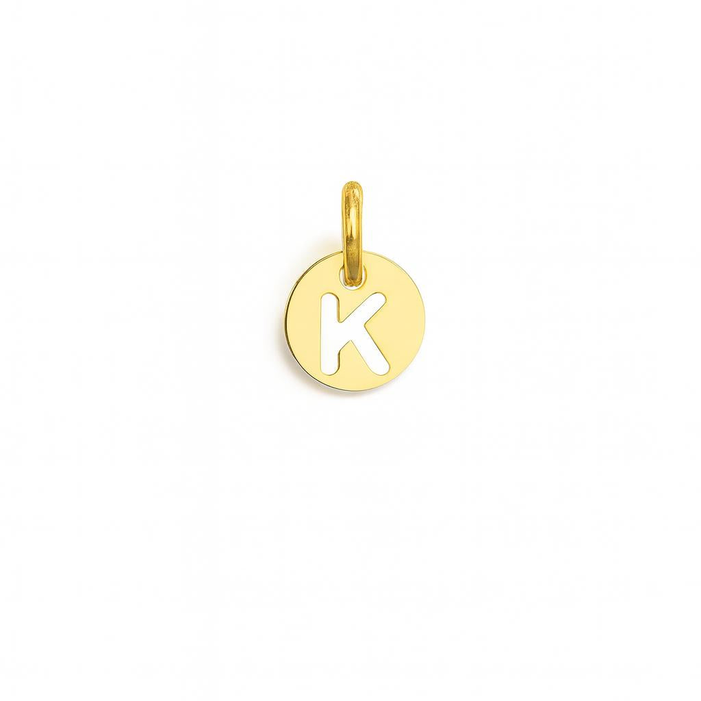 Letter K Charm in Yellow Gold – Model 3