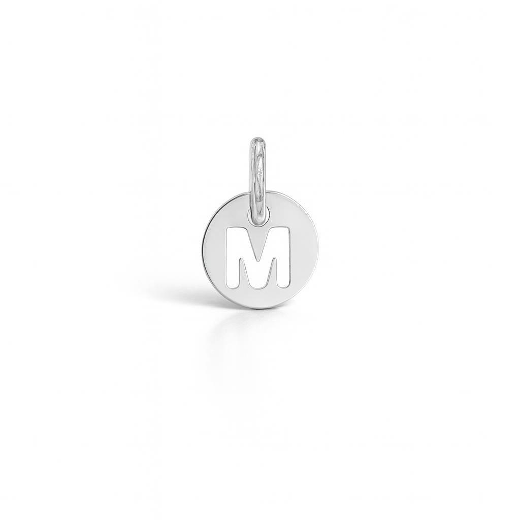 Letter M Charm in White Gold – Model 3