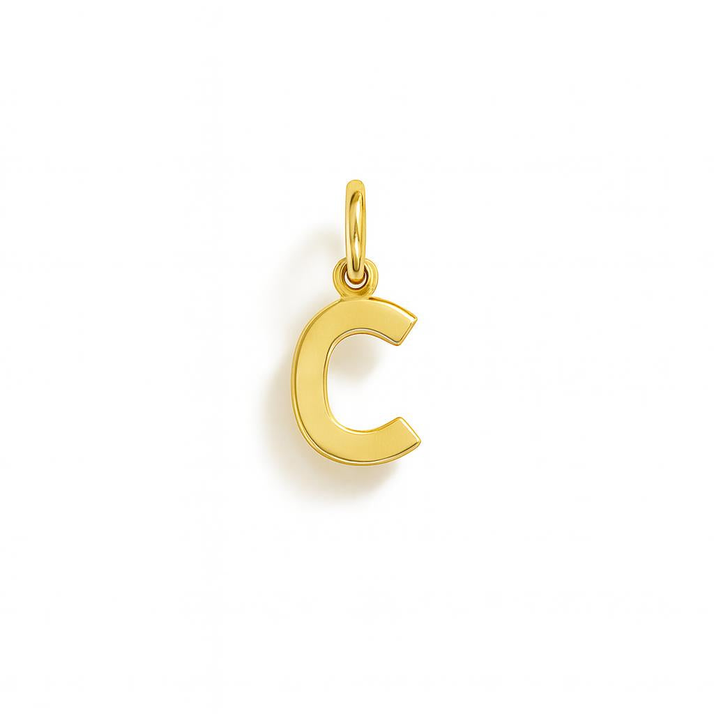 Letter C Charm in Yellow Gold – Model 1