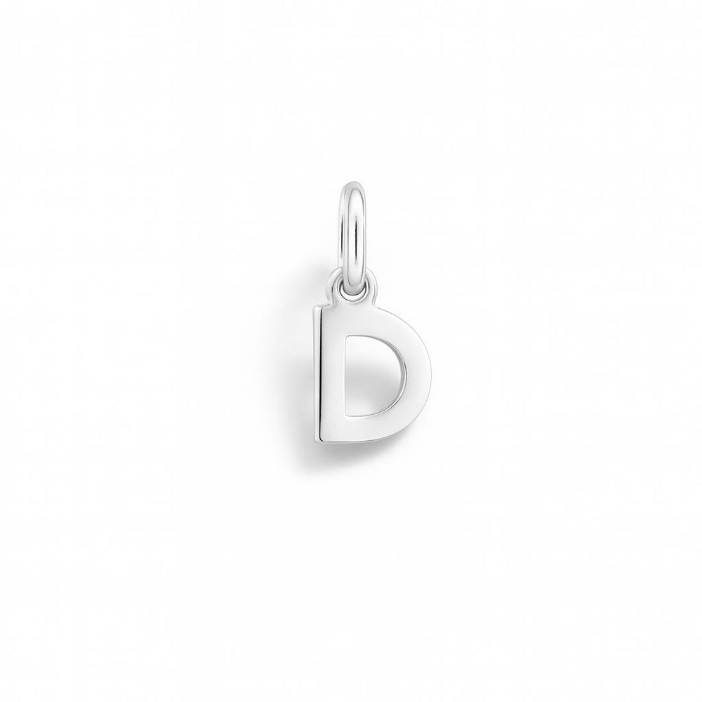 Charm Lettera D in Oro Bianco – Modello 1