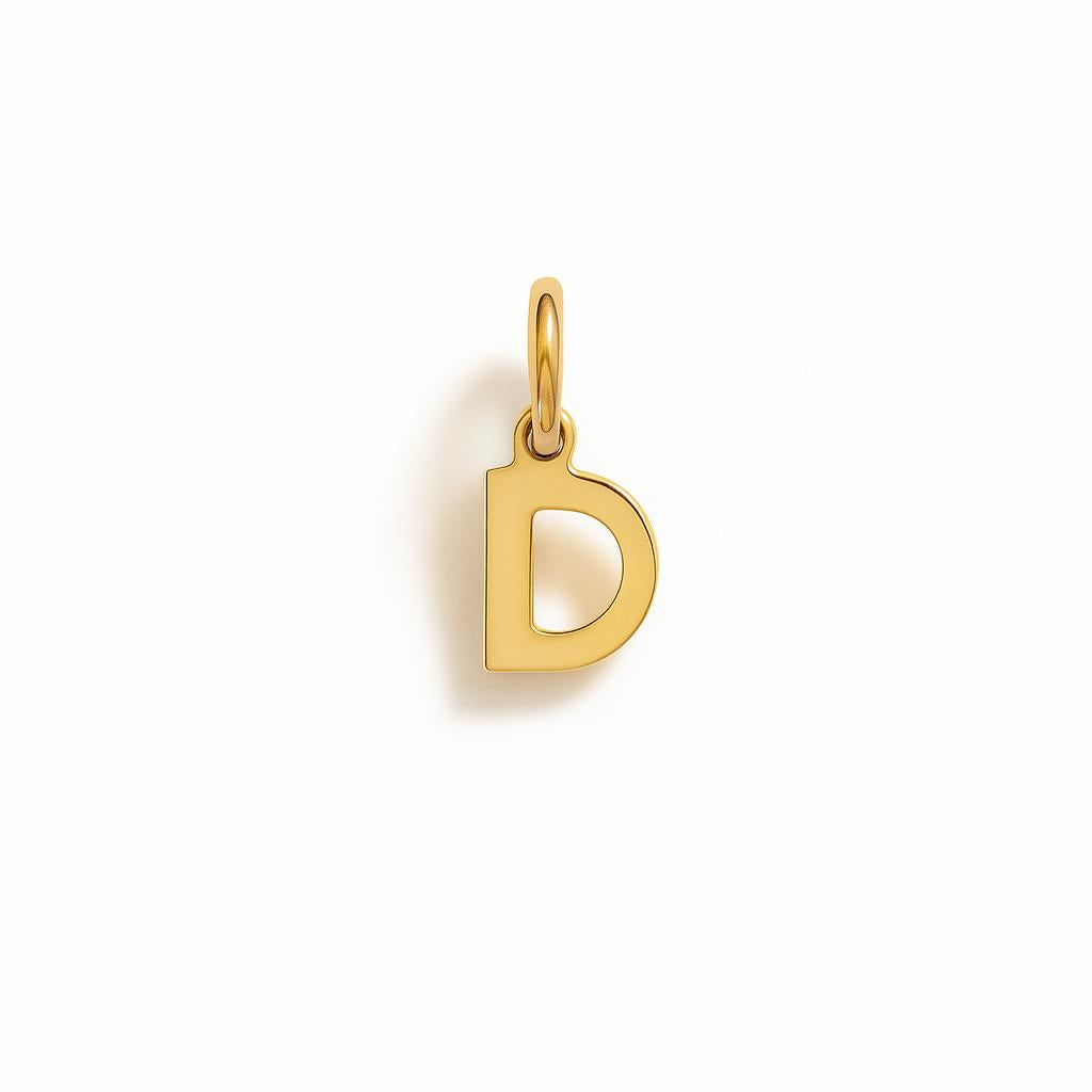 Charm Lettera D in Oro Giallo – Modello 1