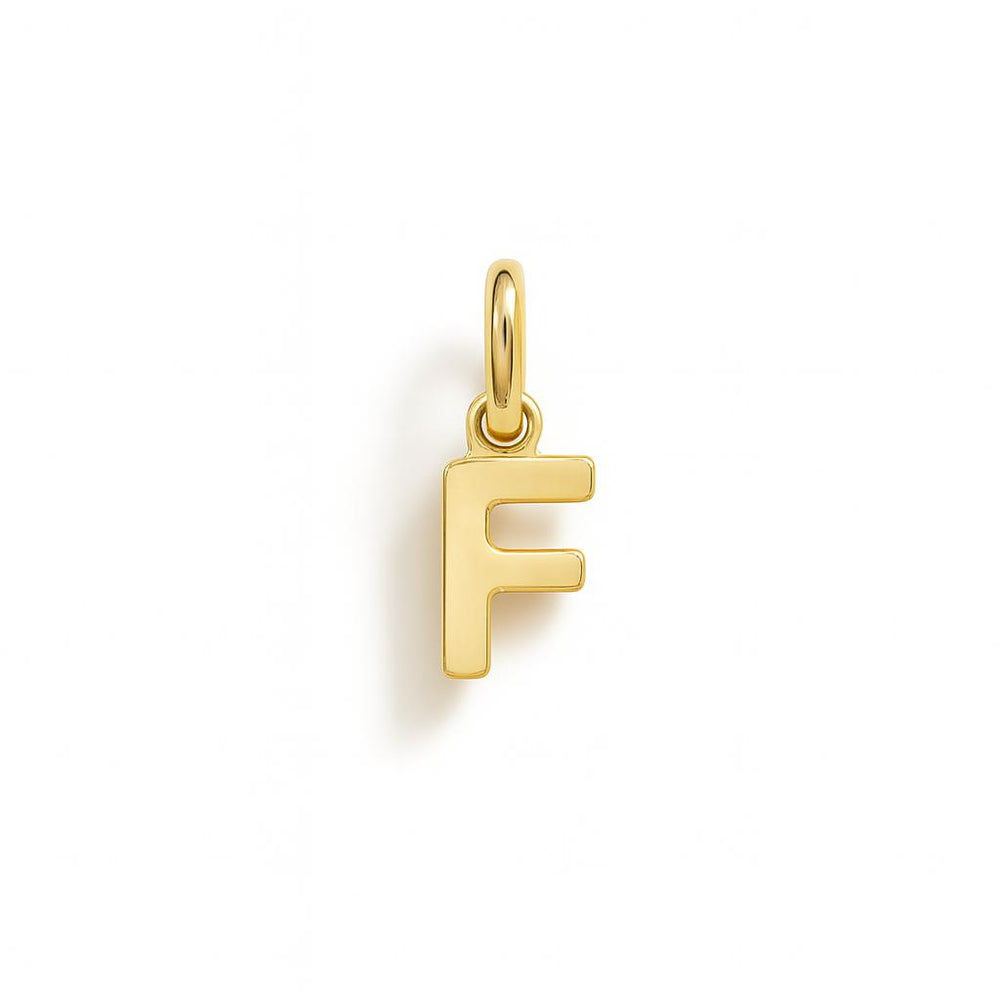 Letter F Charm in Yellow Gold – Model 1