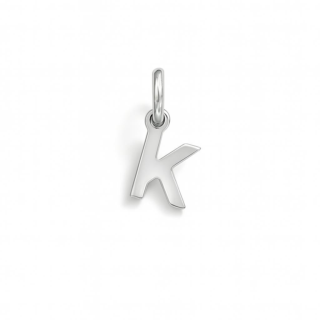 Charm Letra K en Oro Blanco – Modelo 1