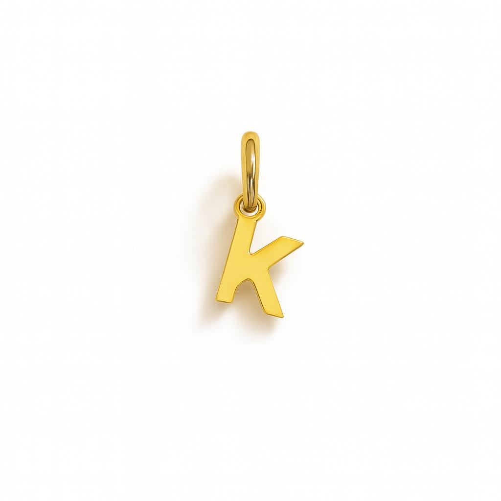 Letter K Charm in Yellow Gold – Model 1