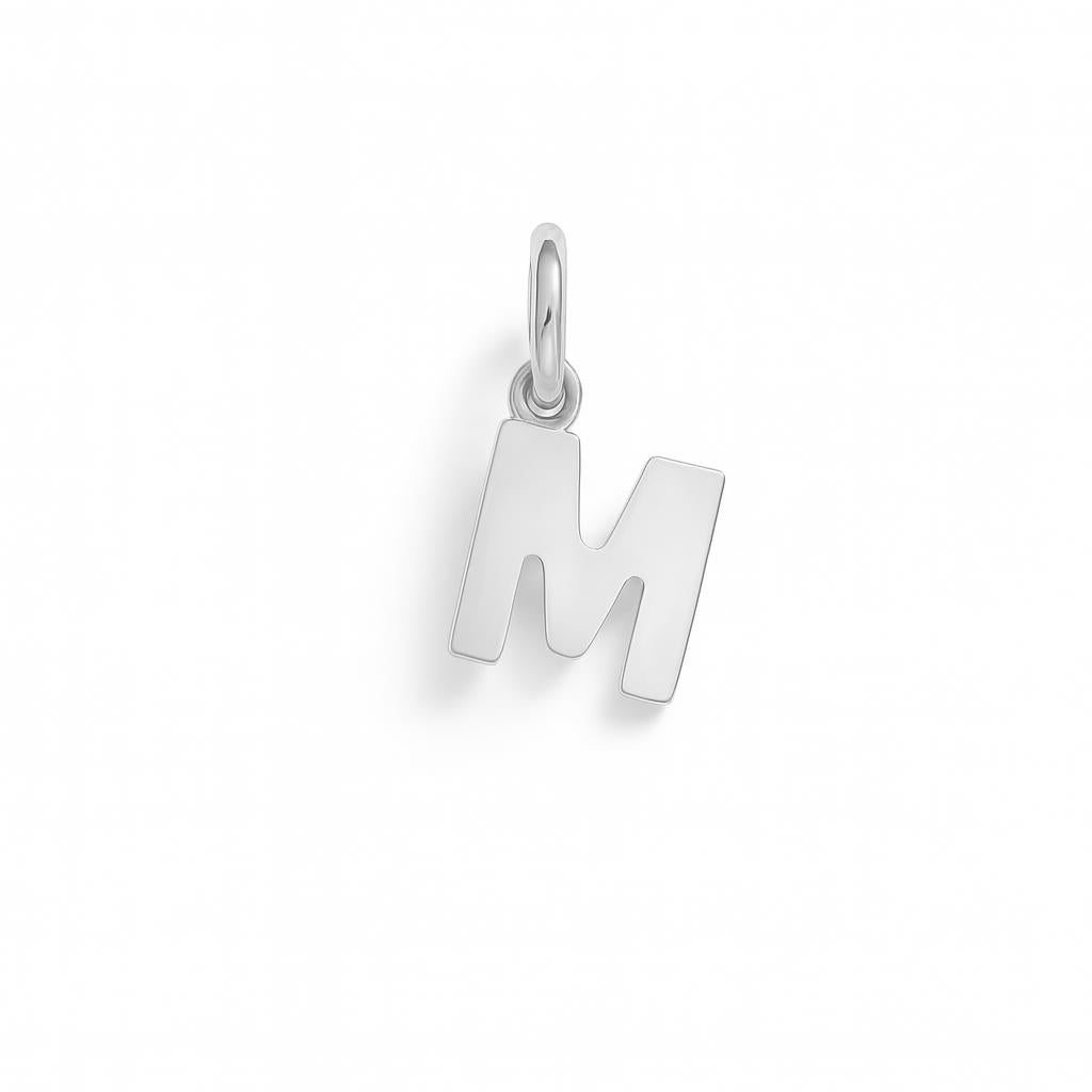 White Gold Letter M Charm – Model 1