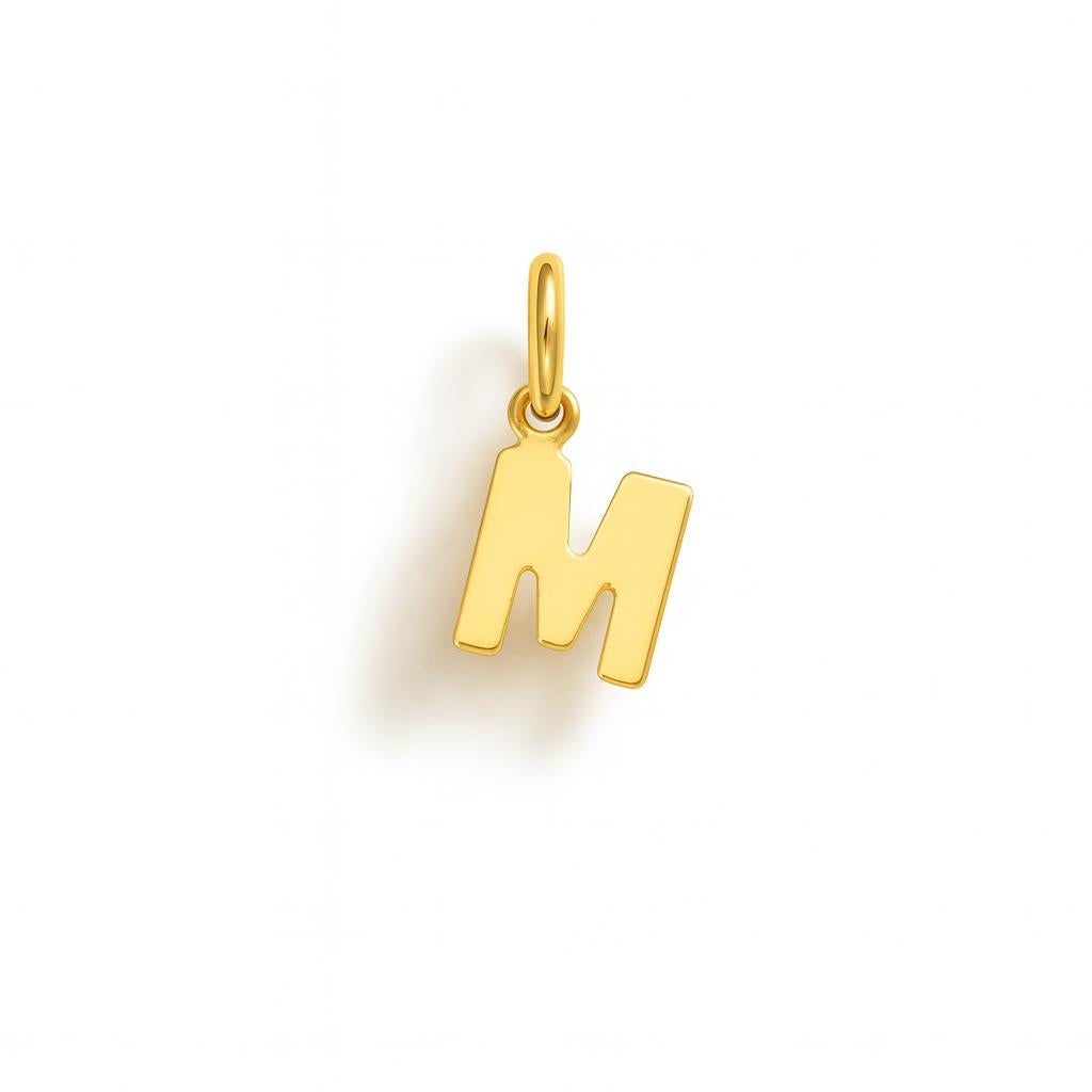 Letter M Charm in Yellow Gold – Model 1