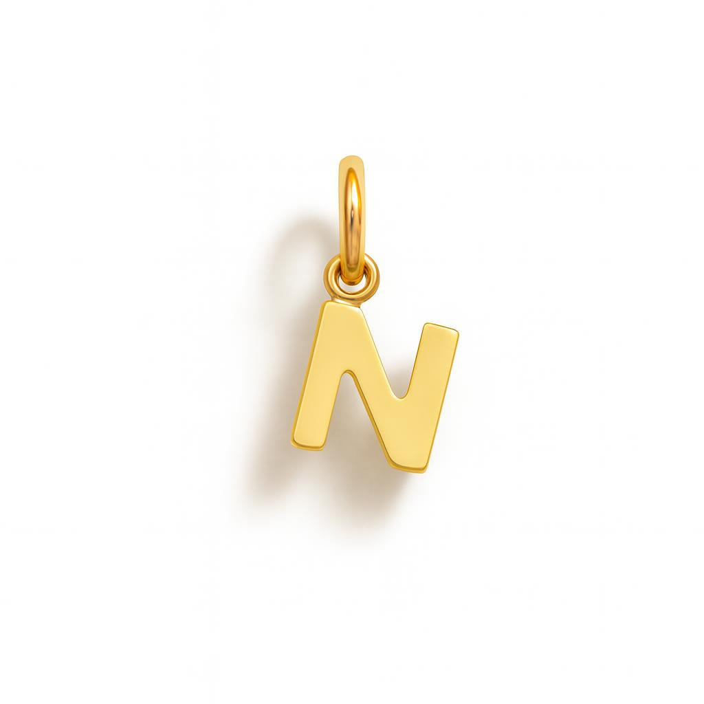 Charm Lettera N in Oro Giallo – Modello 1