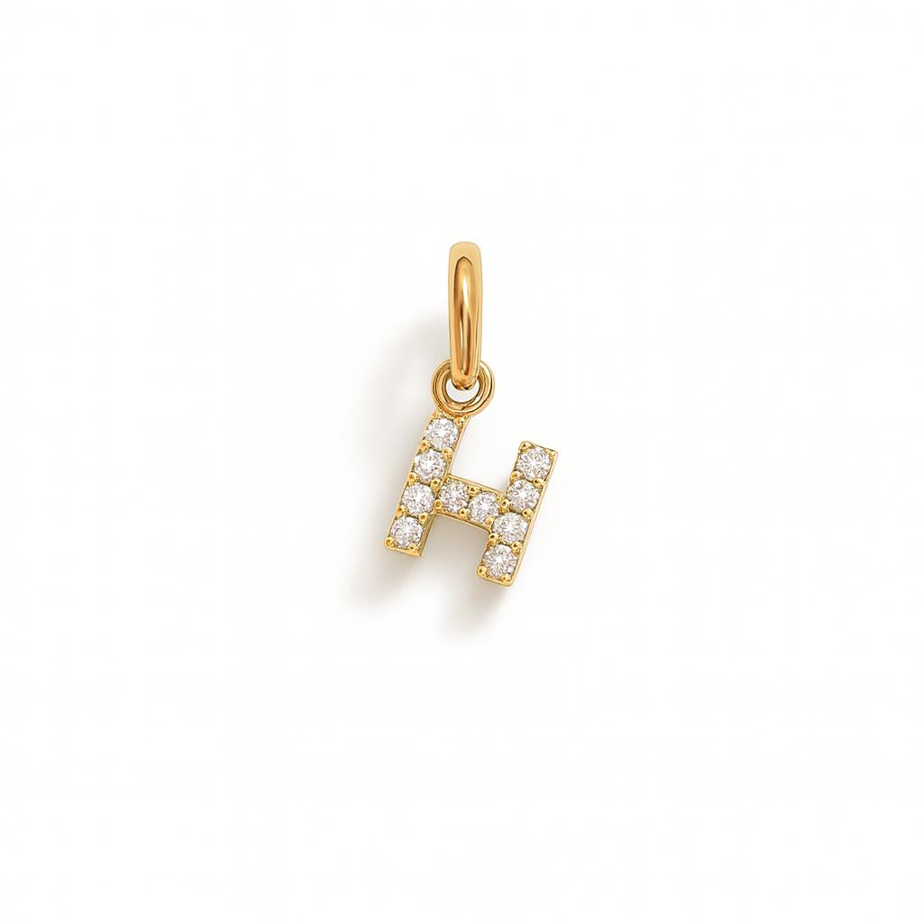 Charm Lettera H in Oro Giallo e Zirconi – Modello 2