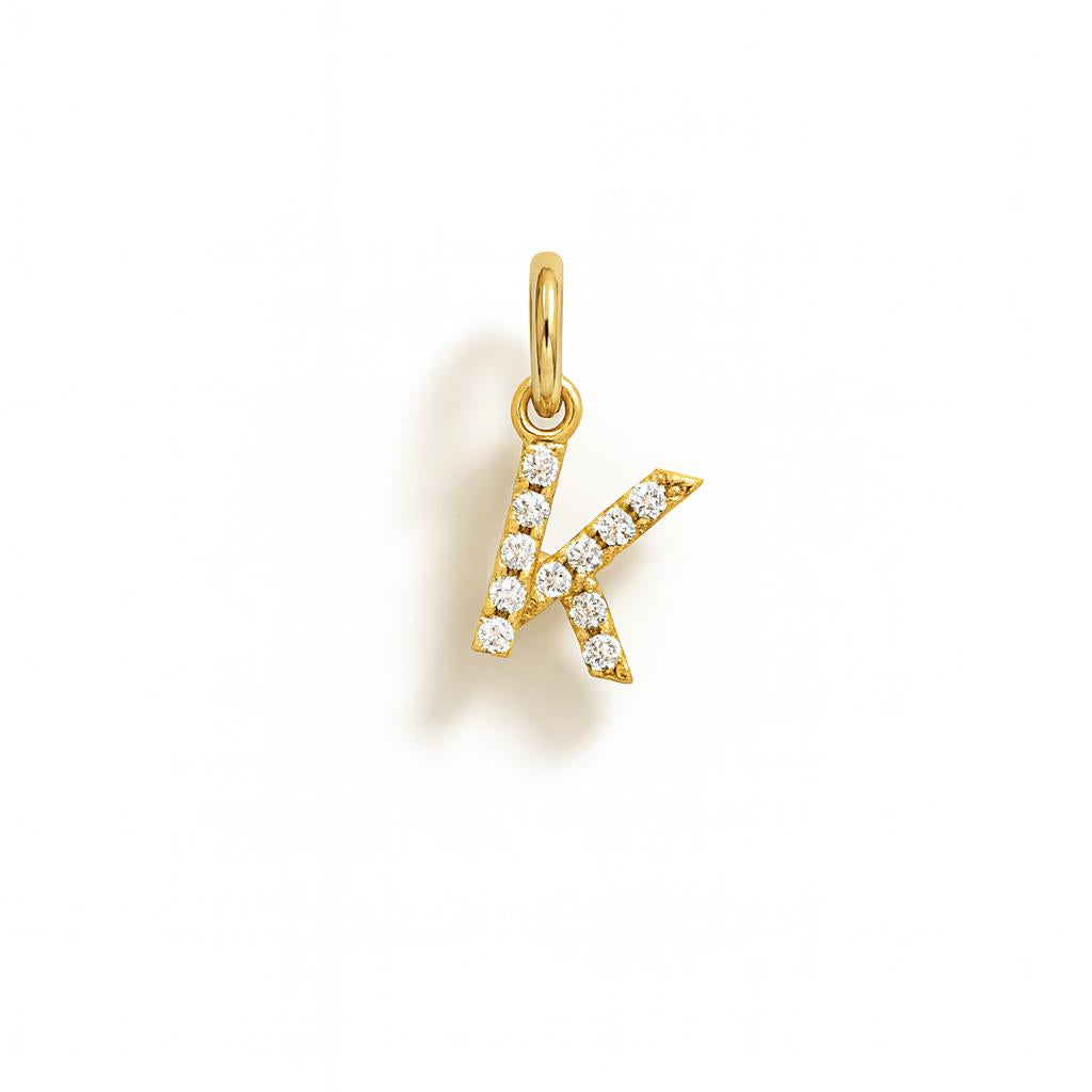 Charm Lettera K in Oro Giallo e Zirconi – Modello 2