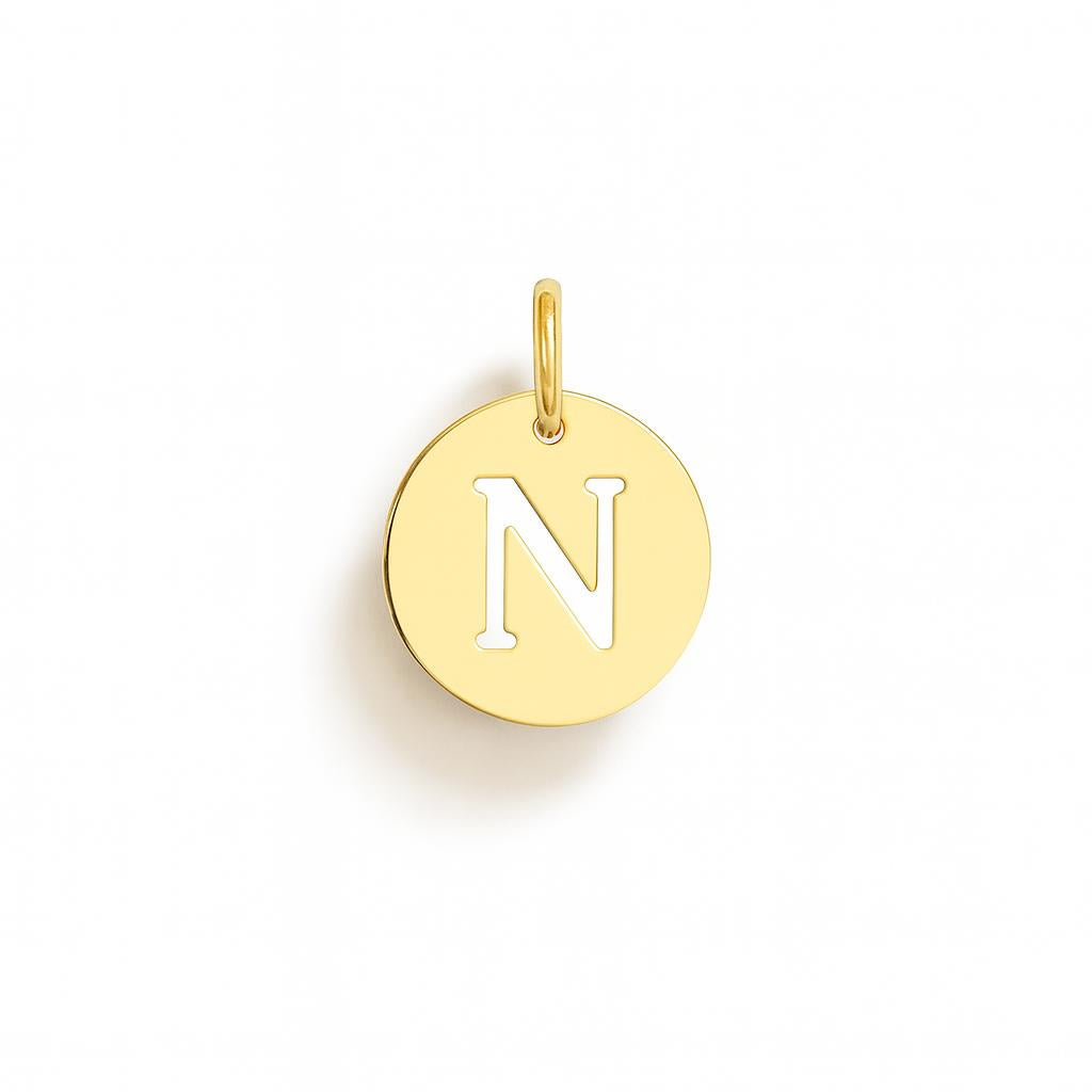 Charm Letra N en Oro Amarillo – Modelo 4