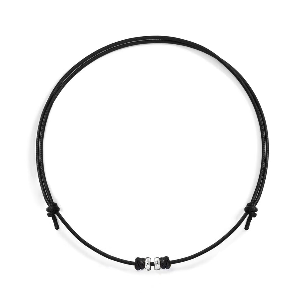 Black Cord Bracelet con SilverLoop | Facco Gioielli