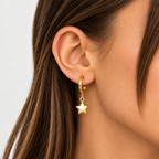 Hoop and Star Gold Earring