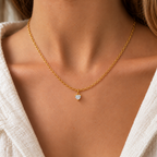 Collana Fancy con Cuore in Oro Giallo indossata | Facco Gioielli