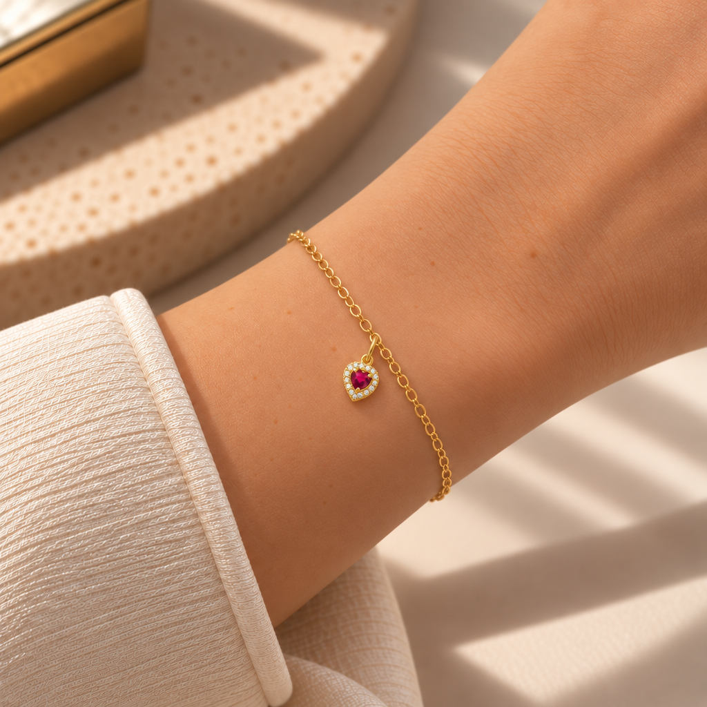 Bracciale Fancy con Rubino in Oro Giallo indossato | Facco Gioielli