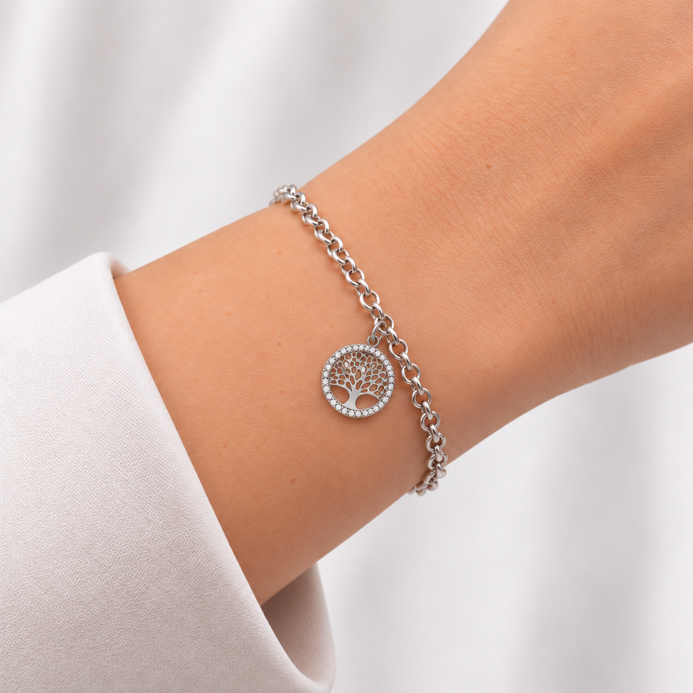 Bracciale Albero della Vita in Oro Bianco indossato | Facco Gioielli