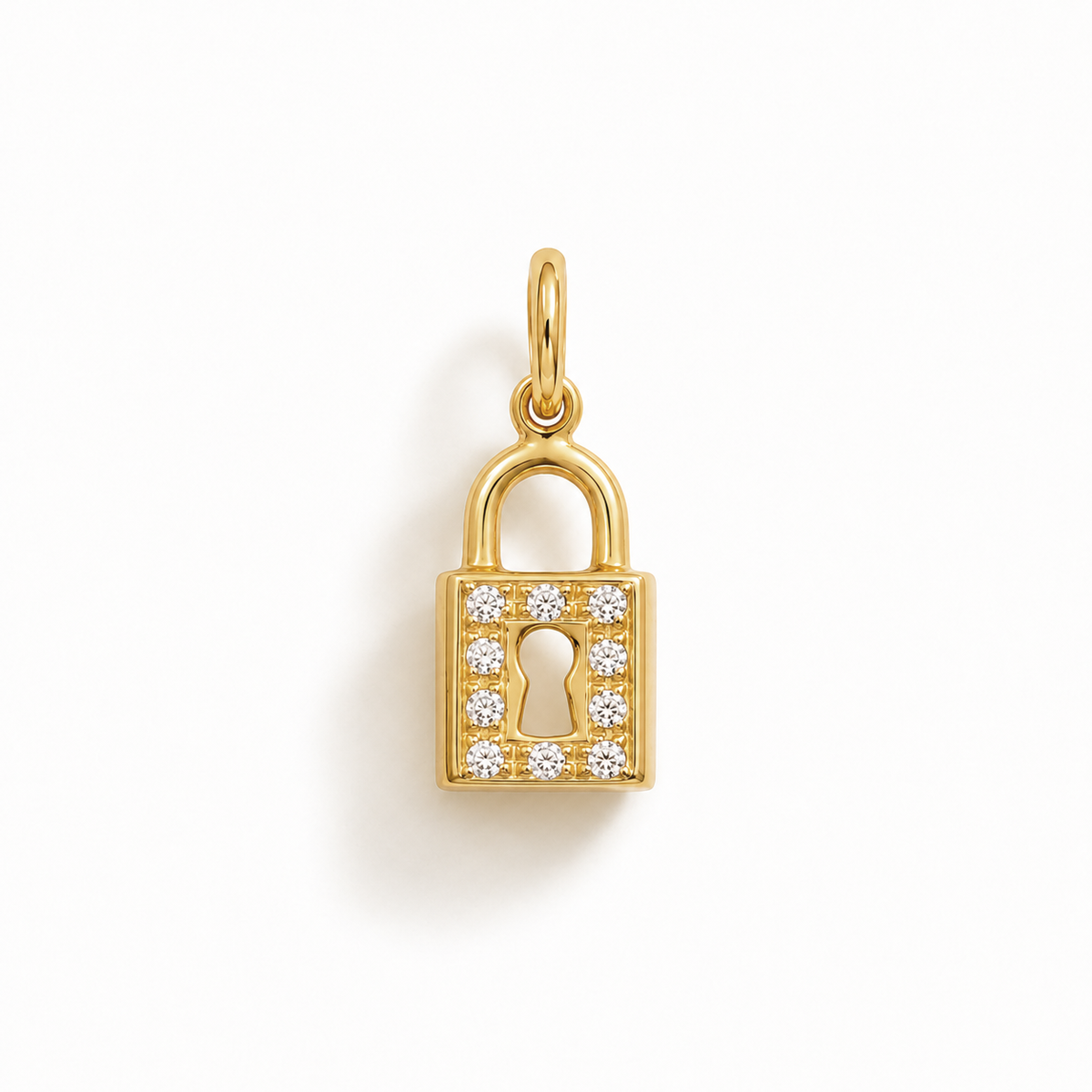 Charm Lucchetto in Oro Giallo e Zirconi